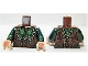 Part No: 973pb1544c01  Name: Torso LotR Elven Coat with Green and Dark Green Leaves with Gold Dots Pattern / Dark Green Arms / Light Nougat Hands