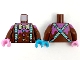 Part No: 973pb4237c01  Name: Torso Bow Tie and Suspenders Pattern / Reddish Brown Arms with Topping and Sprinkles Pattern / Medium Azure Hand Left / Bright Pink Hand Right