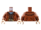 Part No: 973pb4892c01  Name: Torso Coat with Dark Tan Buttons and Belt with Silver Buckle, Sand Blue Scarf, Dark Brown Vest Pattern / Reddish Brown Arms / Light Nougat Hands