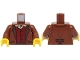 Part No: 973pb5117c02  Name: Torso Jacket with Dark Brown Lapels, Tan Shirt, Dark Red Vest Pattern / Reddish Brown Arms / Yellow Hands