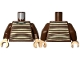 Part No: 973pb5288c01  Name: Torso Sweater with Dark Brown and Tan Horizontal Stripes, Sand Green Neck Pattern / Reddish Brown Arms / Light Nougat Hands