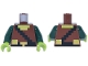 Part No: 973pb6060c01  Name: Torso Pixelated Tunic, Black Strap and Belt with Buckle, Gold Collar and Pouches, Lime Neck Pattern / Dark Green Arms / Lime Hands