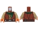 Part No: 973pb6187c01  Name: Torso SW Robe over Dark Tan Shirt, Belt with Silver Buckle and Dark Brown Pouches, Dark Green Scarf Pattern / Dark Tan Arms / Nougat Hands