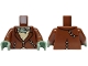 Part No: 973pb6231c01  Name: Torso Torn Jacket, Tan Tattered Shirt, Stitches on Front and Back, Sand Green Neck Pattern (Frankenstein Monster) / Reddish Brown Arms / Sand Green Hands