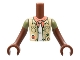 Lot ID: 401379927  Part No: FTBpb071c01  Name: Torso Mini Doll Boy Tan Vest over White Shirt, Coral Scarf Pattern, Reddish Brown Arms with Hands with Olive Green Short Sleeves
