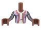 Part No: FTBpb077c01  Name: Torso Mini Doll Boy Lavender, Coral, and Pearl Dark Gray Sailing Outfit, White Shirt Pattern, Reddish Brown Arms with Hands with Pearl Dark Gray Long Sleeves