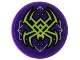 Part No: 14769pb0846  Name: Tile, Round 2 x 2 with Bottom Stud Holder with Lime Spider, Silver Lines and Dots Pattern (Sticker) - Set 80022