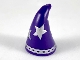 Part No: 17349pb03  Name: Minifigure, Headgear Hat, Cone Drooping, Wizard with Large Silver Stars and Rim Pattern