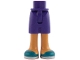 Part No: 1826fc00pb005  Name: Mini Doll Hips and Shorts with Molded Nougat Legs and Printed Dark Turquoise Shoes with White Soles Pattern - Thin Hinge