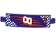 Part No: 18944pb002  Name: Technic, Panel Curved 3 x 13 with Number '8', 'game' and Dark Purple and White Checkered Vertical Pattern (Sticker) - Set 42048