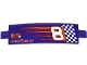Part No: 18944pb004R  Name: Technic, Panel Curved 3 x 13 with Number '8', 'game', 'Zone' and Dark Purple and White Checkered Pattern Model Right Side (Sticker) - Set 42048