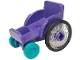 Part No: 2135c02  Name: Mini Doll, Utensil Wheelchair with Trans-Clear Wheelchair Wheels with Technic Pin Hole and Dark Turquoise Trolley Wheels (2135 / 80441pb01 / 2496)
