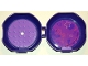 Part No: 29632c06pb01  Name: Container, Pod with Medium Lavender 6 x 6 Round Plate and Medium Lavender 1 x 2 Plate with Friends Pattern (Stickers) - Set 5005236