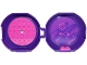 Lot ID: 354765068  Part No: 29632c09pb01  Name: Container, Pod with Dark Pink 6 x 6 Round Plate and Dark Pink 1 x 2 Plate with Friends Pattern (Stickers) - Set 853774
