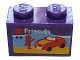 Part No: 3004pb220  Name: Brick 1 x 2 with White 'Friends', Red Car and Mini Doll Silhouette on Beach Pattern (Sticker) - Sets 40145 / 40305 / 40359