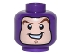 Part No: 3626pb1552  Name: Minifigure, Head Balaclava with Face Hole, Reddish Brown Curved Eyebrows, Chin Swirl, Open Mouth Smile Pattern (Buzz Lightyear)
