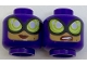 Part No: 3626pb1763  Name: Minifigure, Head Dual Sided Female Balaclava, Large Lime Goggles, Medium Nougat Face, Smile / Sneer Pattern