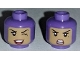 Part No: 3626pb1847  Name: Minifigure, Head Dual Sided Female Balaclava with Medium Nougat Face, Black Eyebrows, Eyelashes, Beauty Mark, Dark Red Lips, Wink and Open Mouth Smile with Top Teeth and Red Tongue / Angry with Teeth Parted Pattern