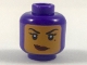 Part No: 3626pb1982  Name: Minifigure, Head Female Balaclava with Medium Nougat Face, Black Eyebrows, Eyelashes, Beauty Mark, Dark Red Lips, Smirk Pattern
