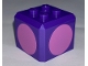 Part No: 66855pb03  Name: Brick, Modified Cube, 4 Studs on Top with Dark Pink Circle Pattern on All Sides