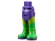 Part No: 92253c00pb12  Name: Mini Doll Hips and Trousers with Back Pockets with Green Boots with Lime Chevrons and Dark Purple Soles Pattern - Thick Hinge