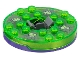 Part No: 92549c11pb01  Name: Turntable 6 x 6 x 1 1/3 Round Base with Trans-Bright Green Top and Glow In Dark Opaque Skulls on Dark Gray Pattern (Ninjago Spinner)