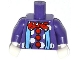 Part No: 973pb0660c02  Name: Torso Blue Suspenders and Red Polka Dot Bow Tie and Buttons Pattern (Clown) / Dark Purple Arms / White Hands