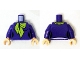 Part No: 973pb2064c01  Name: Torso Female Figure with Black Outlines and Lime Scarf Pattern (Daphne) / Dark Purple Arms / Light Nougat Hands