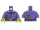 Part No: 973pb2109c01  Name: Torso Female Shirt with Buttons, Belt, Buckle and Patches Pattern / Dark Purple Arm Left with Dark Pink Patch /  Dark Purple Arm Right / Lime Hands