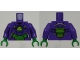 Part No: 973pb2365c01  Name: Torso Armor with Lex Luthor Warsuit with Yellow and Green Hexagon Logo and Green Armor Plates Pattern / Dark Purple Arms / Green Hands