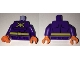 Part No: 973pb2410c01  Name: Torso Batman Muscles Outline with Yellow Killer Moth Logo and Belt Pattern / Dark Purple Arms / Orange Hands