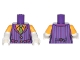 Part No: 973pb2638c01  Name: Torso Batman Striped Vest and Green Tie Pattern / White Arms with Bright Light Orange Short Sleeves and Card Suit Symbols Pattern / White Hands
