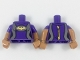 Part No: 973pb2943c01  Name: Torso Female Wetsuit, Flat Silver Sides, Yellow Bat Pattern / Medium Nougat Arms with Molded Dark Purple Short Sleeves Pattern / Medium Nougat Hands