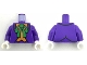 Part No: 973pb3006c01  Name: Torso Batman Suit with Orange Vest and Green Bow Tie Pattern (The Joker) / Dark Purple Arms / White Hands