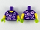 Part No: 973pb3658c01  Name: Torso Female with White and Lavender Flowers Pattern / Yellow Arms with Molded Dark Purple Short Sleeves Pattern / Lime Hands