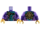 Part No: 973pb4313c01  Name: Torso Dark Turquoise Scales, Gold Chain and Skull, Coral Stripes Pattern / Dark Purple Arms / Pearl Gold Hands