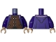 Part No: 973pb5407c01  Name: Torso Robe Open with Lavender Lining over Reddish Brown Vest with Pockets and Copper Buttons, Black Neck and Waist Pattern / Dark Purple Arms / Light Nougat Hands