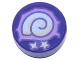 Part No: 98138pb402  Name: Tile, Round 1 x 1 with Medium Lavender and White Ammonite and Stars Pattern (Animal Crossing Fossil)