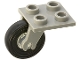 Part No: 2415c01  Name: Plate, Modified 2 x 2 Thin with Plane Single Wheel Holder and Trans-Clear Wheel with Black Tire (2415 / 3464 / 3139)