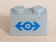Part No: 3004pb029  Name: Brick 1 x 2 with Train Logo Blue Medium Pattern (Sticker) - Sets 4547 / 10002