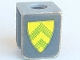 Part No: 3840pb05  Name: Minifigure Vest with Shield with Yellow and Green Stripes Pattern (Stickers) - Sets 375-2 / 6075-2