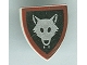 Part No: 3846p44a  Name: Minifigure, Shield Triangular  with Wolfpack Red Border over Black Background Pattern