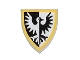 Part No: 3846p46  Name: Minifigure, Shield Triangular  with Black Falcon and Yellow Border Pattern