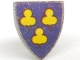 Part No: 3846pb011eu  Name: Minifigure, Shield Triangular with 3 Yellow Trefoils on Purple Background Pattern (Sticker) - Set 375-2