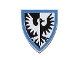 Part No: 3846px9  Name: Minifigure, Shield Triangular  with Black Falcon and Blue Border Pattern