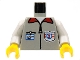 Part No: 973pb0040c01  Name: Torso Rescue Coast Guard Logo, ID Badge, Red Collar, Zipper Pattern / White Arms / Yellow Hands
