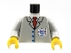Lot ID: 14081628  Part No: 973pb0041c01  Name: Torso Rescue Coast Guard Logo, Red Tie, Suit Buttons Pattern / Light Gray Arms / Yellow Hands