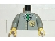 Part No: 973pb0194c01  Name: Torso Bank Employee Jacket with Tie and Dollar Sign Badge Pattern / Light Gray Arms / Yellow Hands