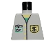 Part No: 973px31  Name: Torso Vest with Buttons and Black Dollar Sign '$' Badge over Green Shirt, White ID Badge, Yellow Neck