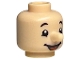 Part No: 102525pb01  Name: Minifigure, Head, Modified with Nose with Black Eyebrows and Smile with Tongue Pattern